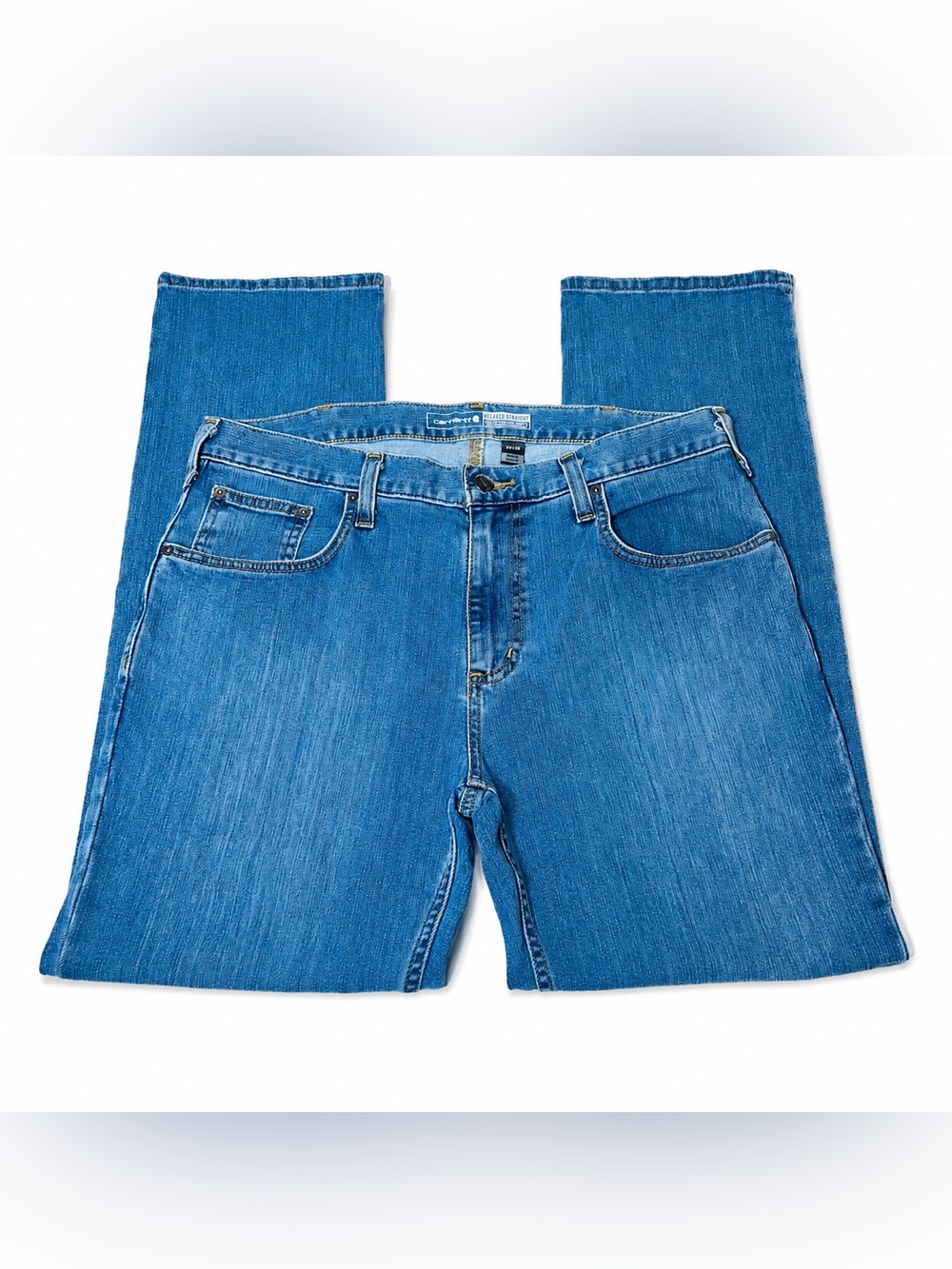 Carhartt Relaxed Straight Rugged Flex Jeans medium wash Men’s size 34x30 New - Picture 2 of 11